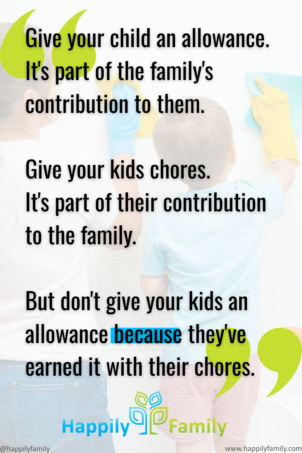 Give your child an allowance. It's part of the family's contribution to them.<br />
And give your kids chores. It's part of their contribution to the family.<br />
